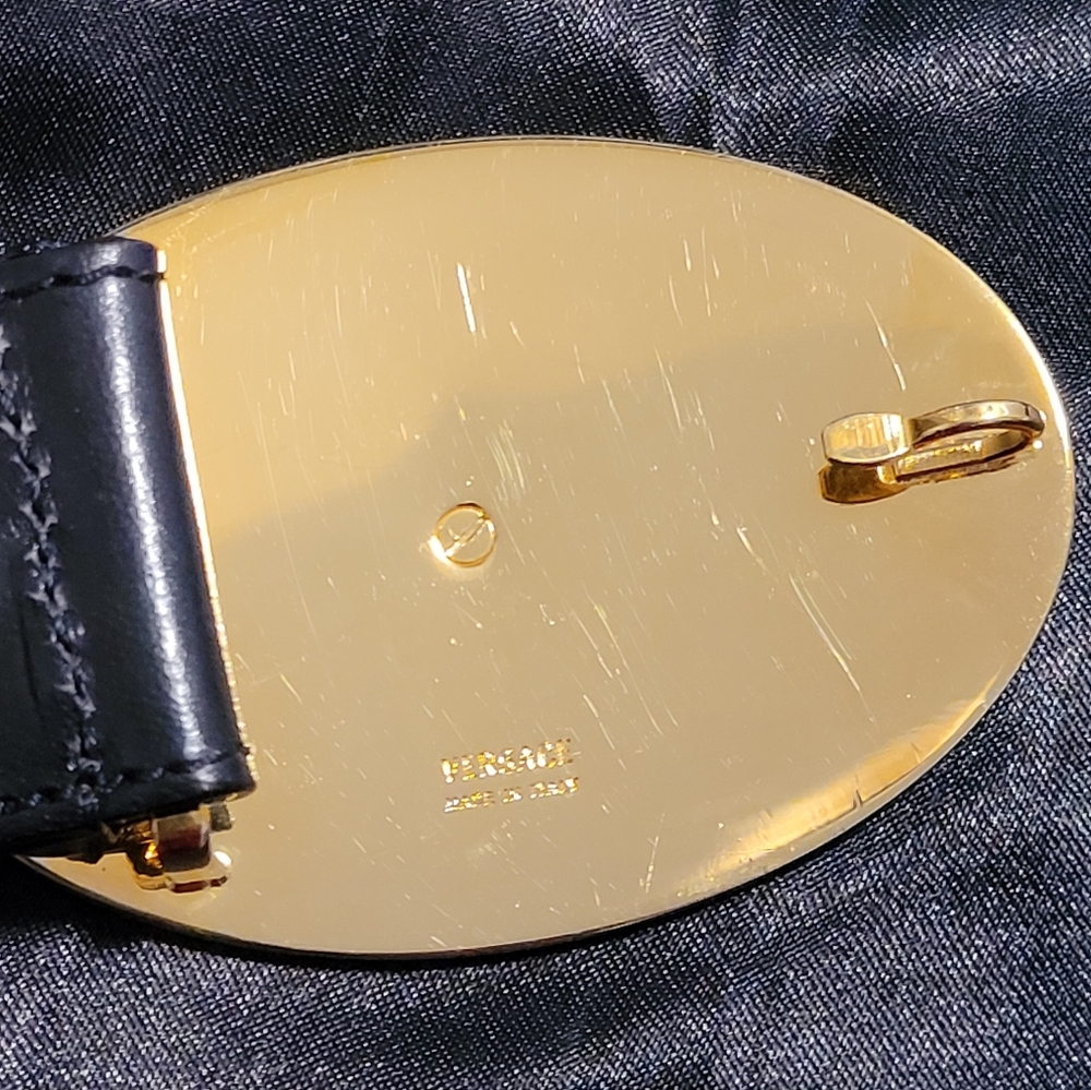 Versace Medusa Medallion Black and Gold Braided Studded Belt. Rare Find 85/34 - Picture 5 of 17